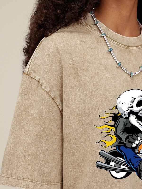 Rock Skull Motorcycle Oversized Tees