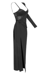 BANDAGE CORSET LOOK MAXI DRESS IN BLACK