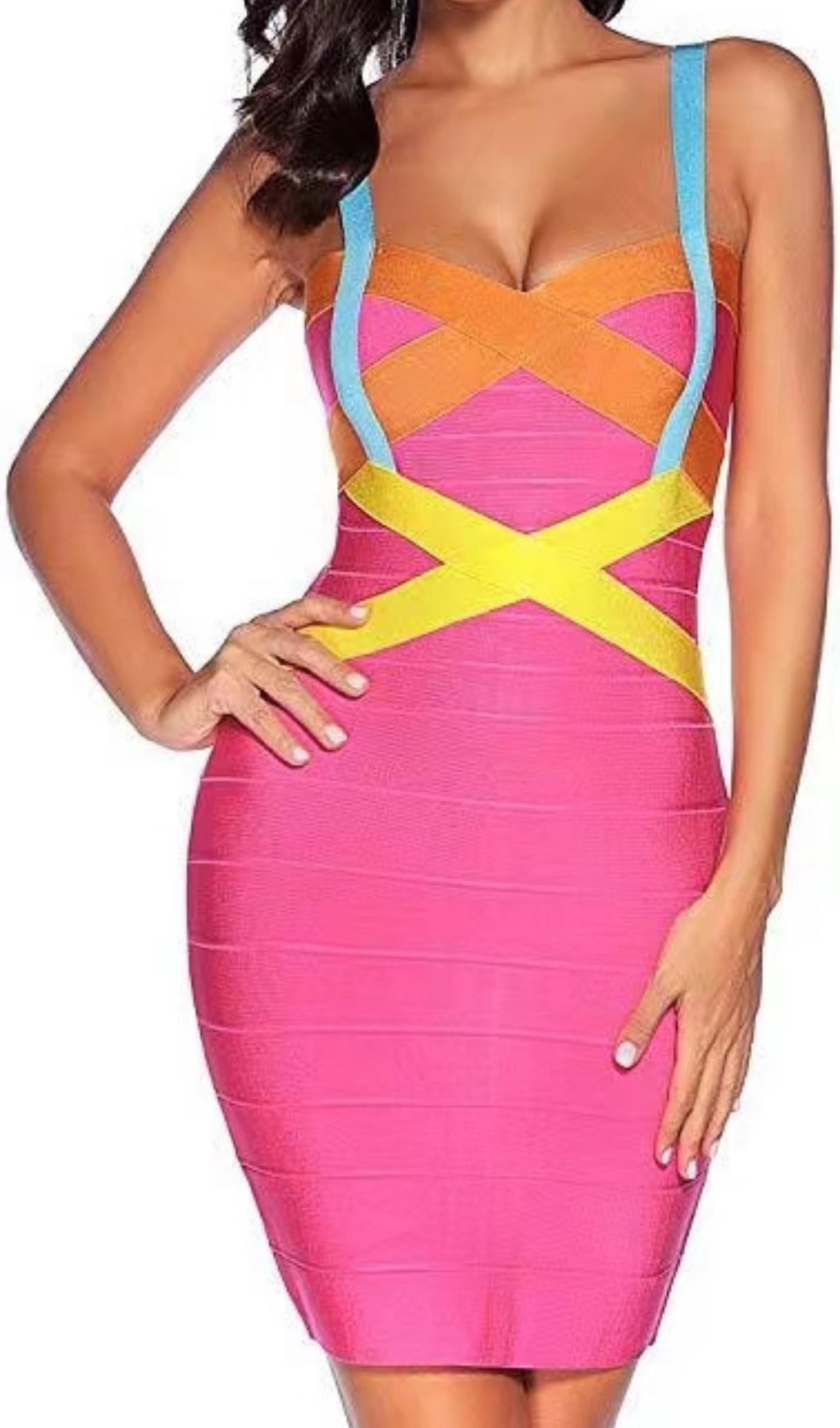 BANDAGE MIDI DRESS IN PINK