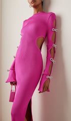 BANDAGE CUT OUT MAXI DRESS IN PINK