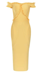 BANDEAU BANDAGE MIDI DRESS IN YELLOW