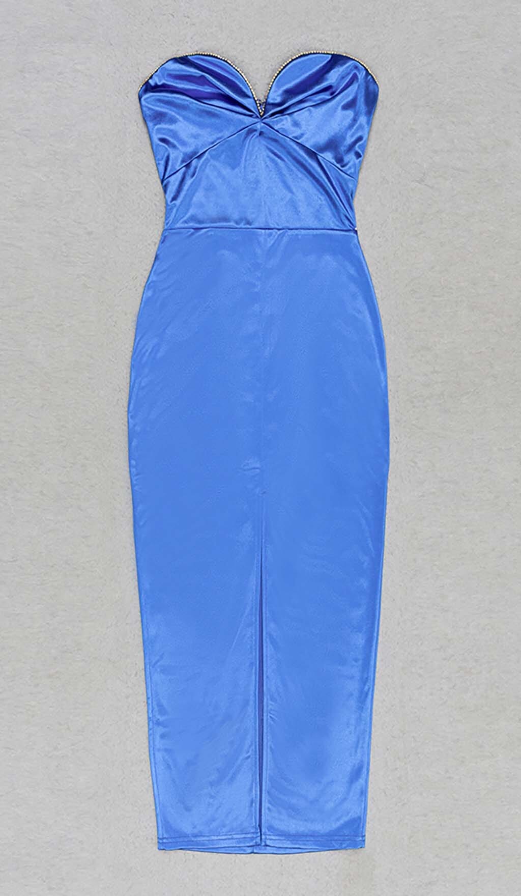 BANDEAU BODYCON MIDI DRESS IN BLUE