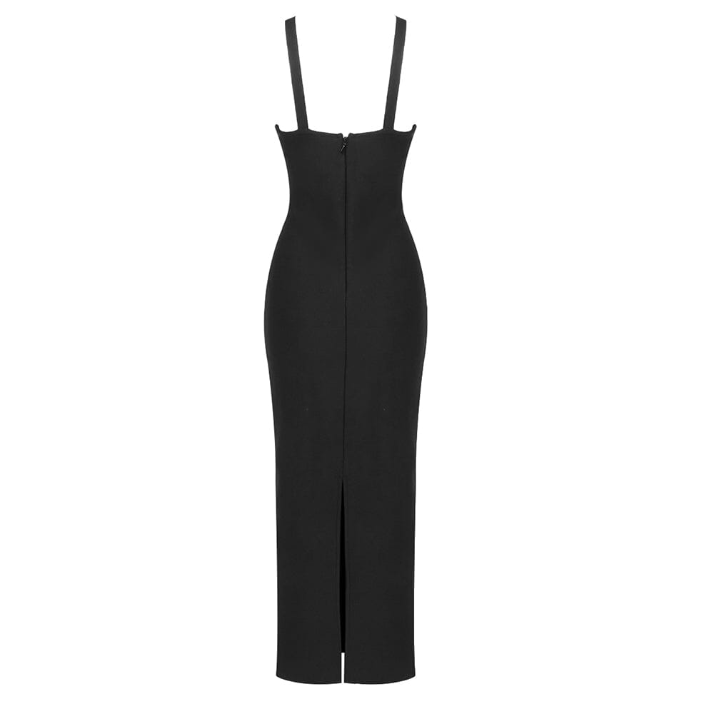 HALTER STRAPLESS MIDI DRESS IN BLACK