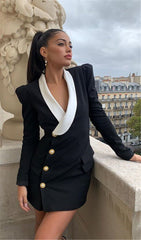 BLACK AND WHITE BLAZER DRESS