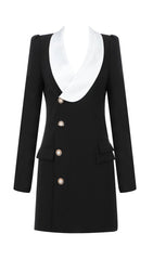 BLACK AND WHITE BLAZER DRESS