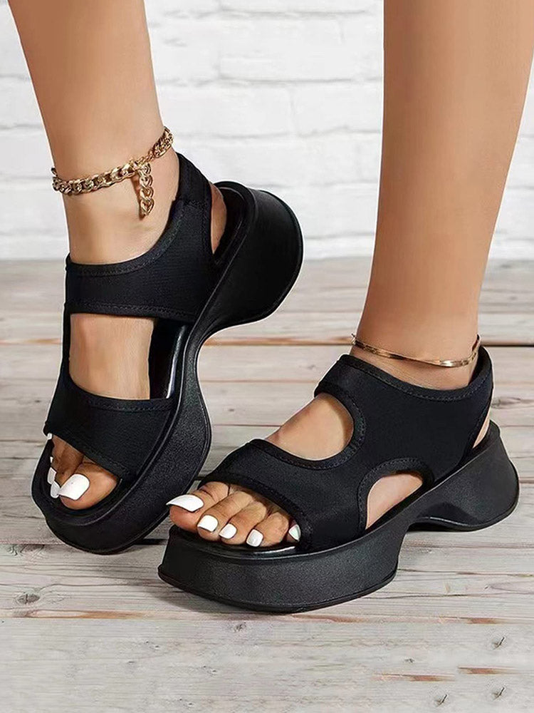 Square Toe Hollow Out Platform Sandals