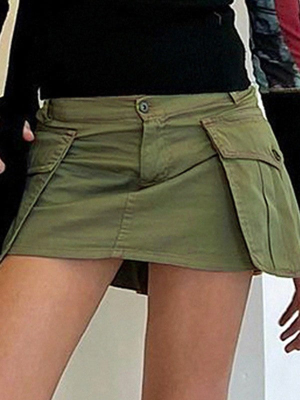 Size Friendly Pocket Cargo Mini Skirt