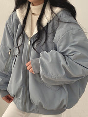 Reversible Oversize Fleece Hooded Jacket