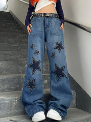 Star Patch Baggy Boyfriend Jeans