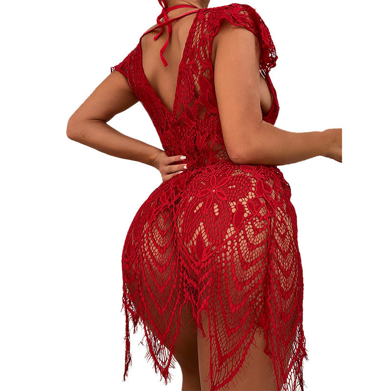 Lace Lingerie Erotic Female in Red