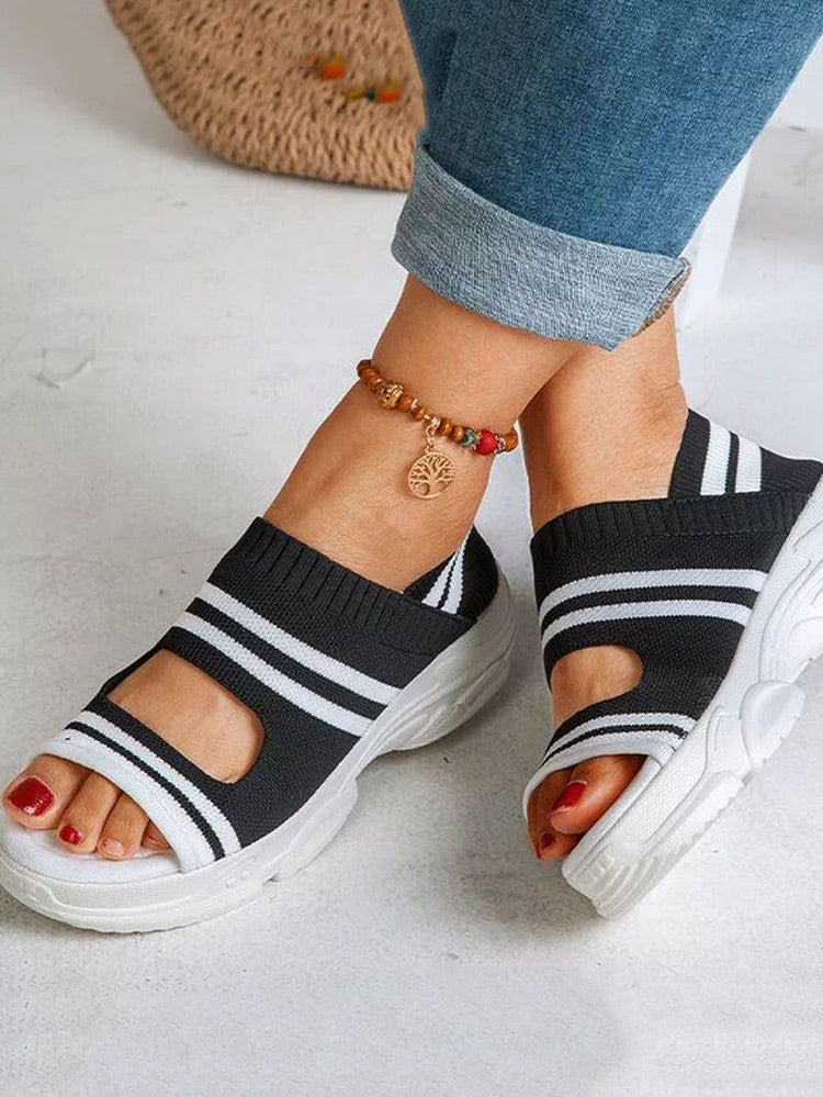 Striped Cutout Sandals