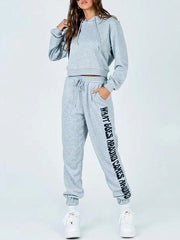 Slogan Pattern Print Tracksuit Set