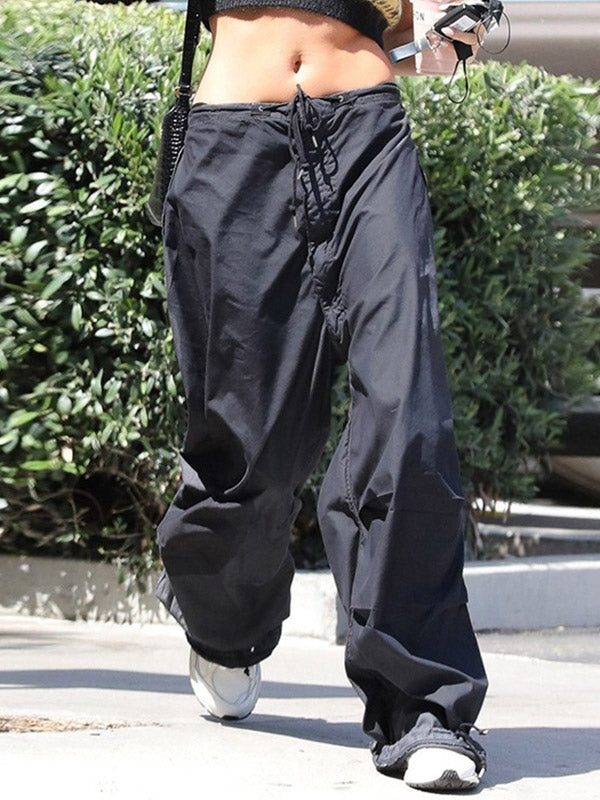 Size Friendly Low Waist Parachute Cargo Pants