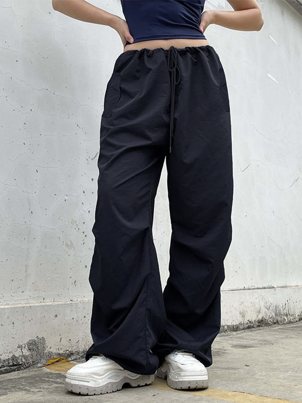 Size Friendly Low Waist Parachute Cargo Pants