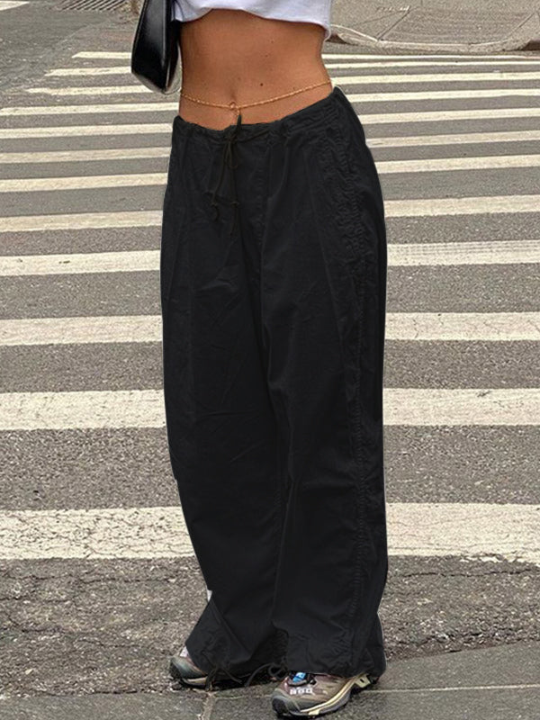 Size Friendly Low Waist Parachute Cargo Pants