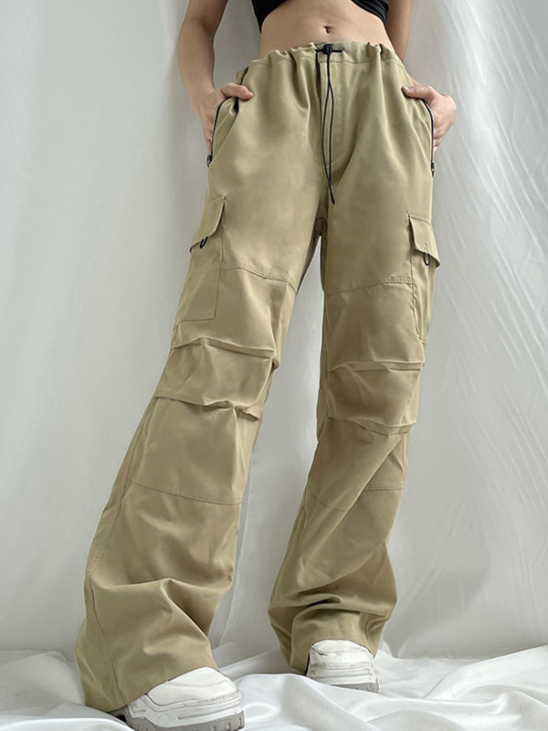 Size Friendly Low Waist Parachute Cargo Pants