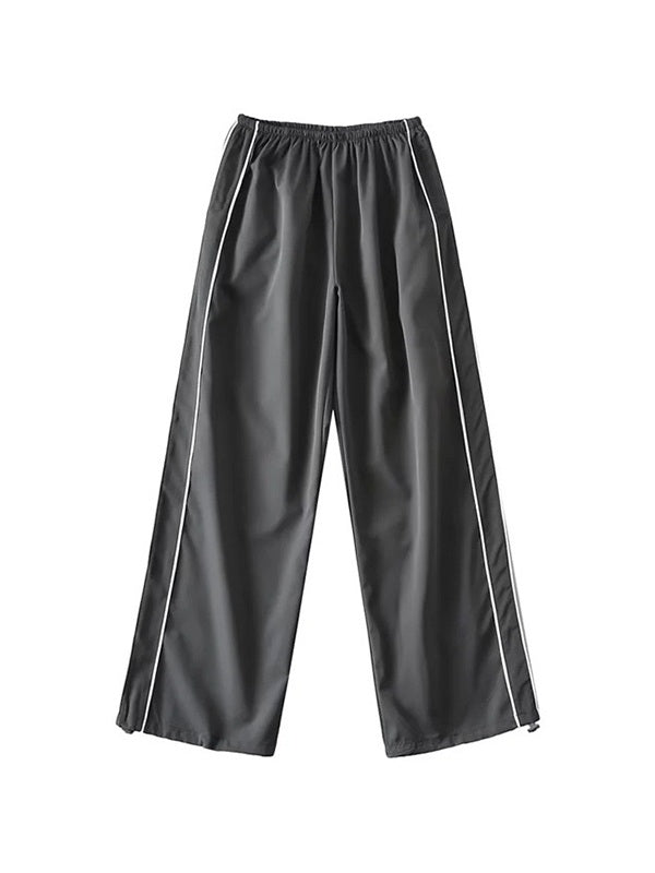 Piping Detail Wide Leg Track Pants