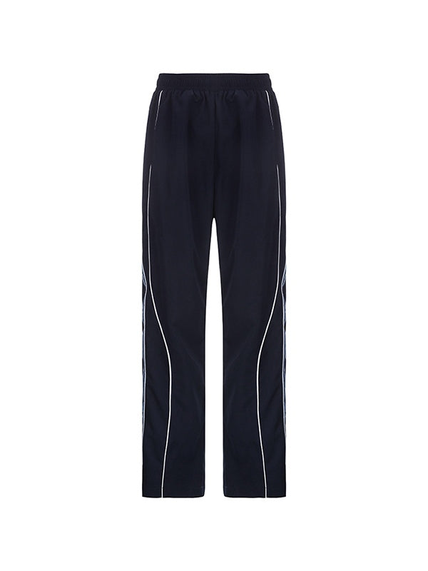 Piping Detail Wide Leg Track Pants