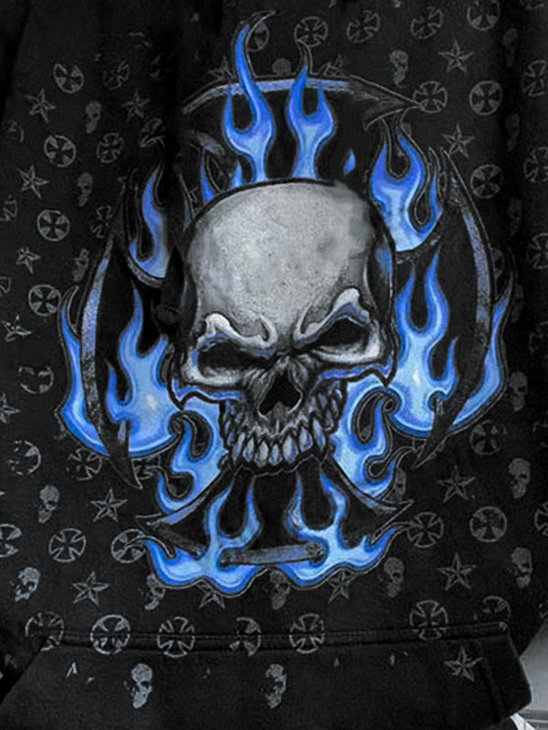 Burning Skull Graphic Pullover Hoodie