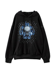 Burning Skull Graphic Pullover Hoodie