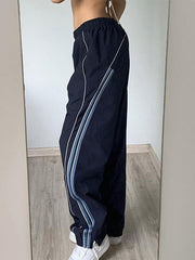 Vintage Striped Piping Baggy Sweatpants