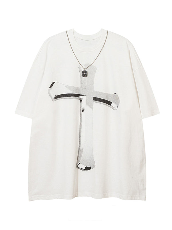 Men's Letter Cross Short Sleeve Graphic Tee