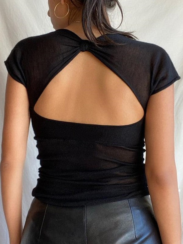 Back Cutout Black Crop Top