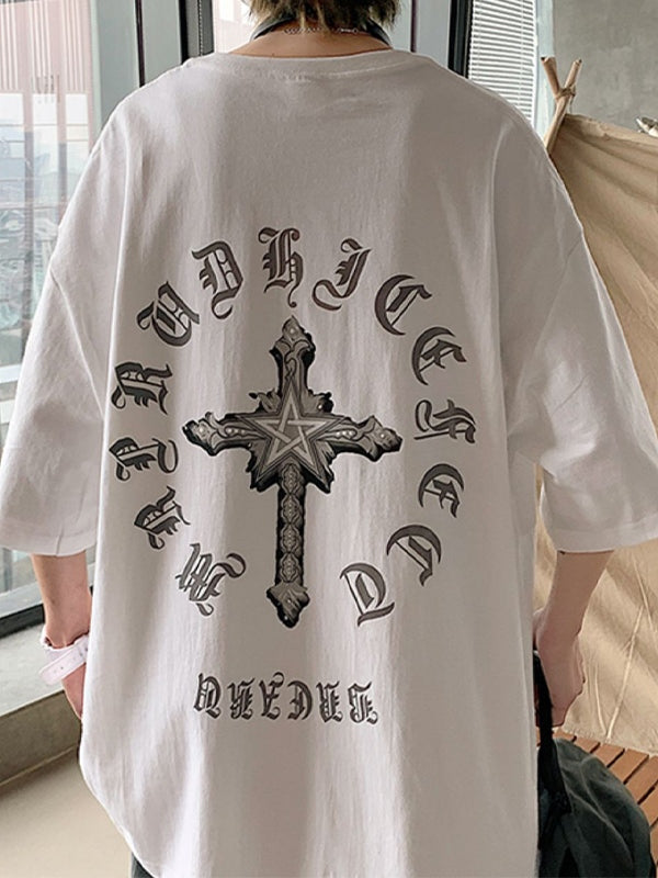 Men's Punk Cross Graphic Short Sleeve Tee