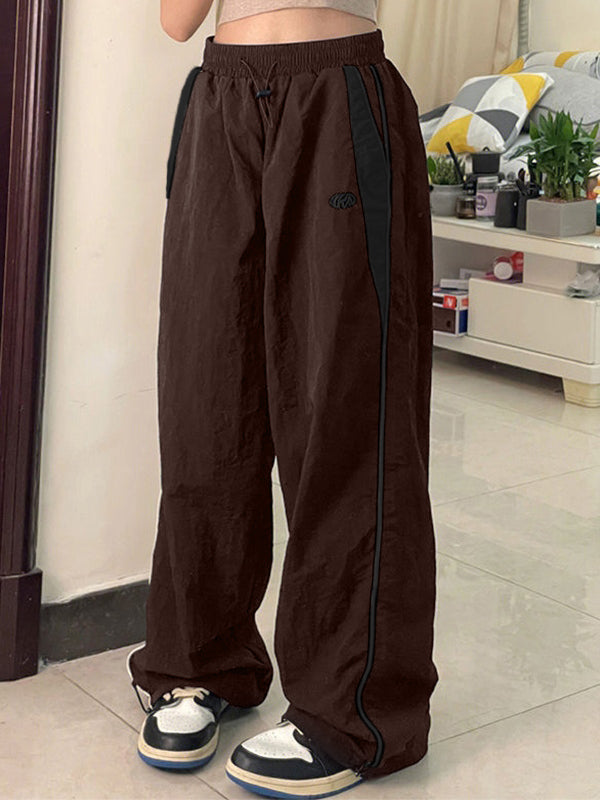 Contrast Piping Black Baggy Sweatpants