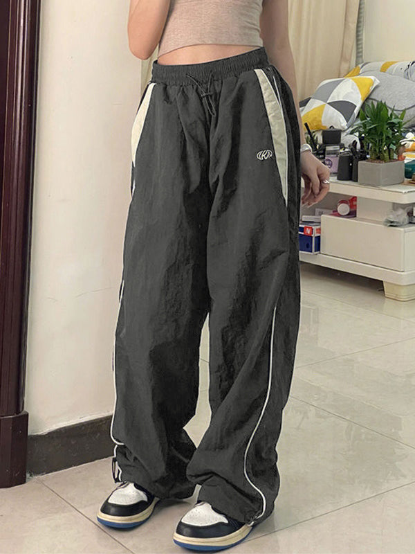 Contrast Piping Black Baggy Sweatpants