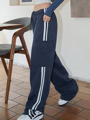 Pocket Side Stripe Baggy Sweatpants