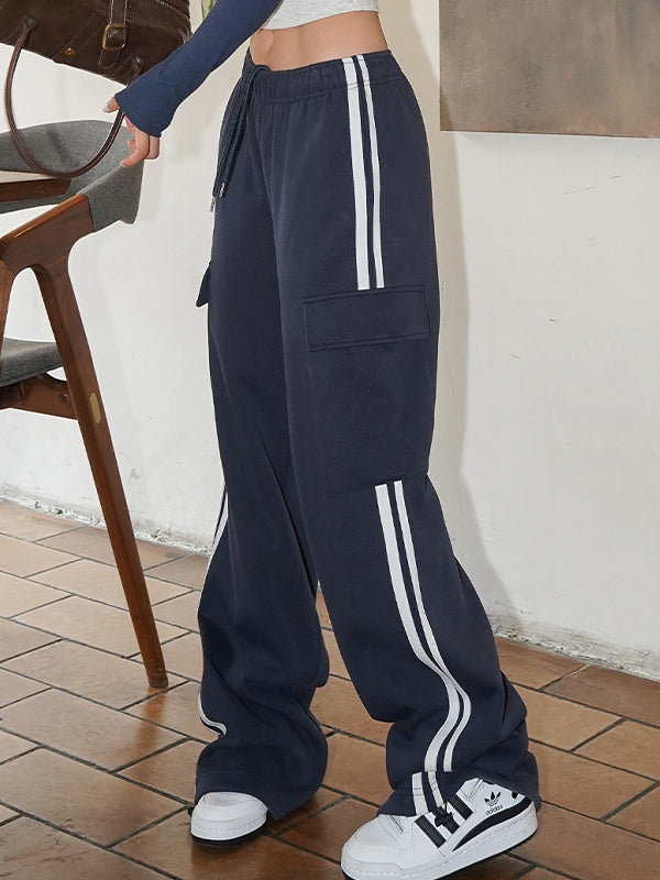 Pocket Side Stripe Baggy Sweatpants