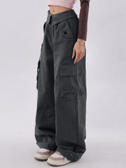 Buttoned High Waisted Cargo Pants