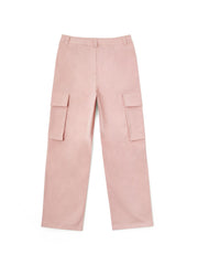 Ruched Pink Straight Leg Cargo Pants