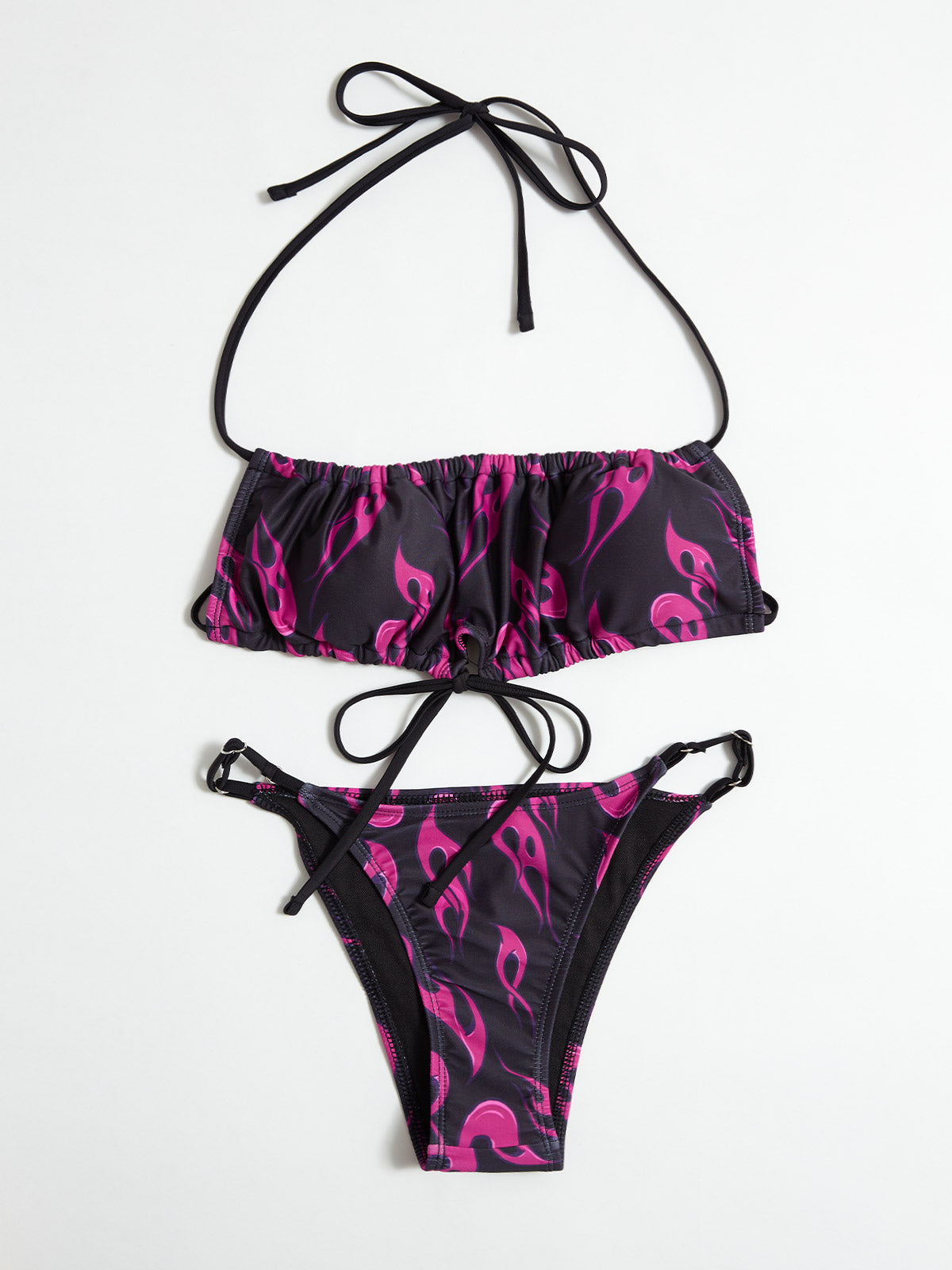 Flame Print Bandeau Bikini