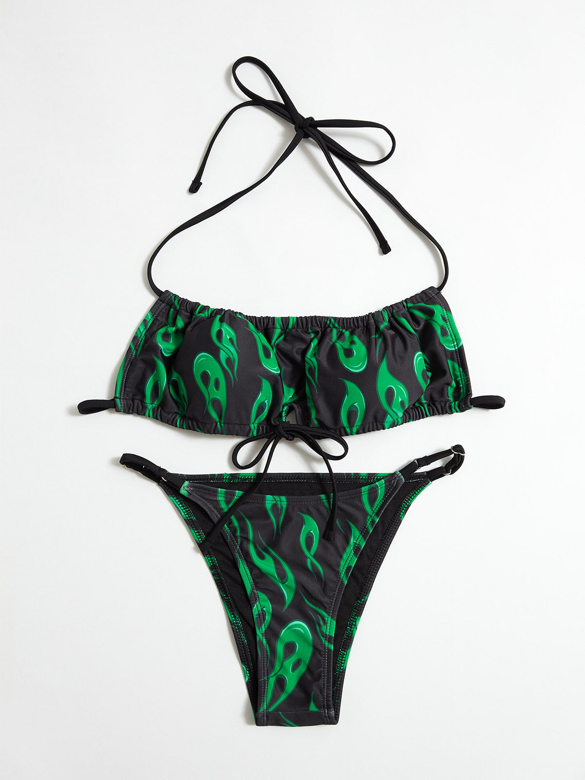 Flame Print Bandeau Bikini