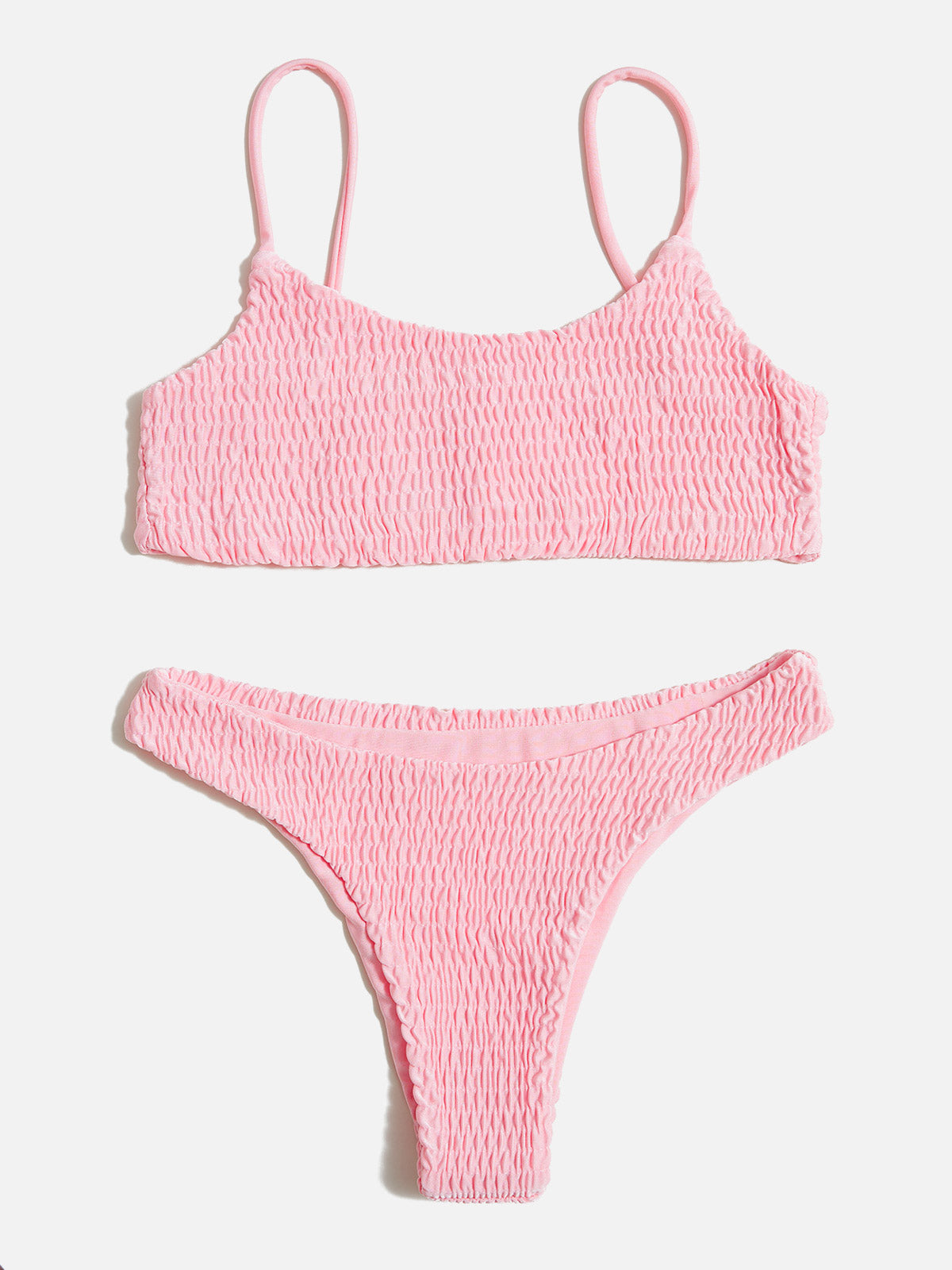 Smocked Low Rise Bikini Set