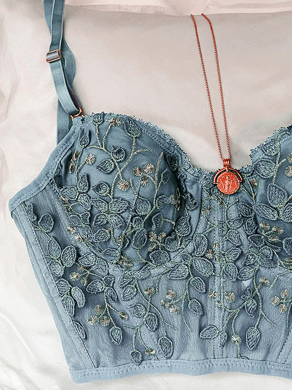 Vintage Lace Embroidery Bustier