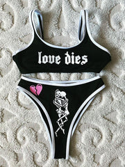 Love Dies Strap Bikini Set