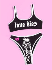 Love Dies Strap Bikini Set