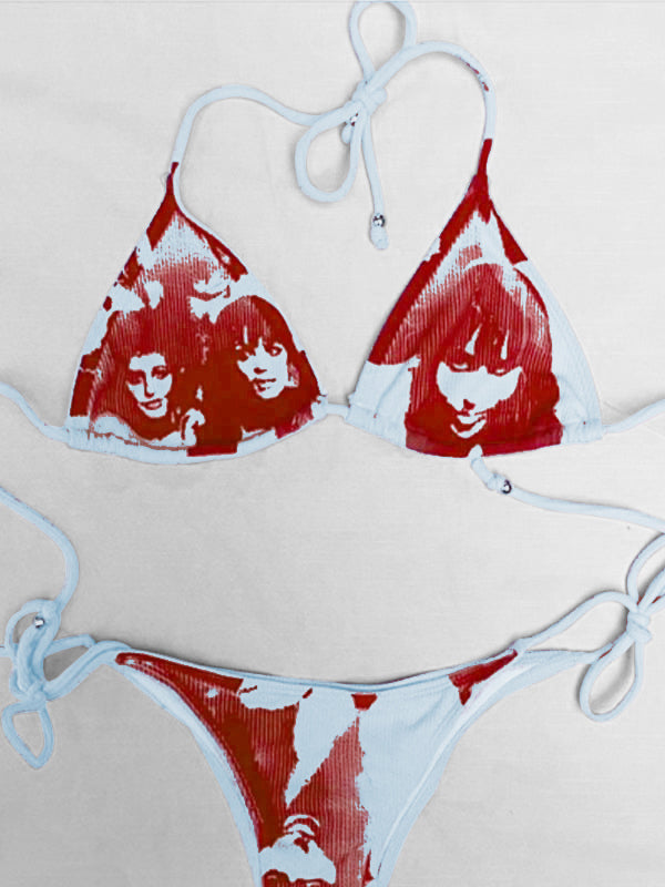 Screen Print Halter Bikini Set