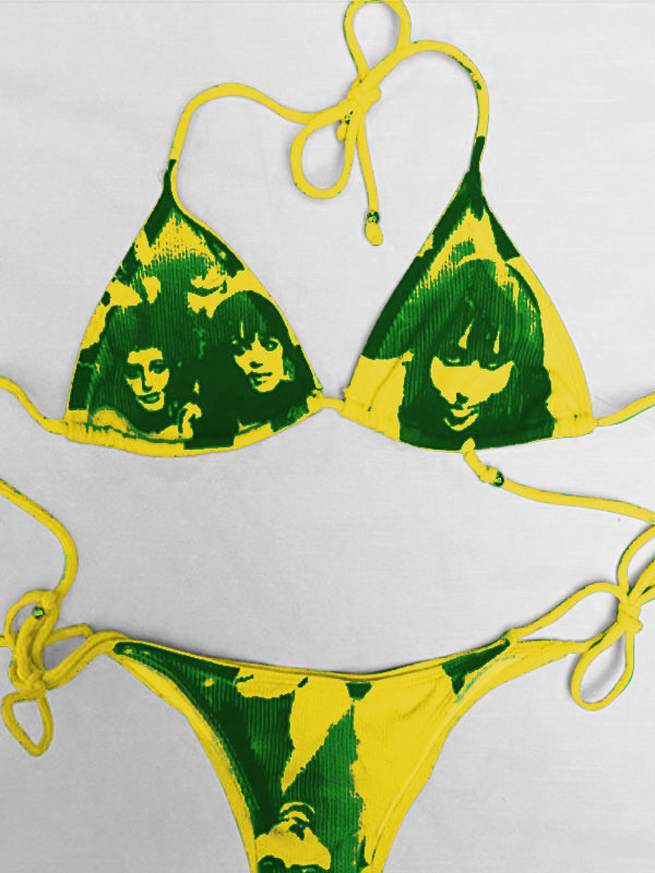 Screen Print Halter Bikini Set