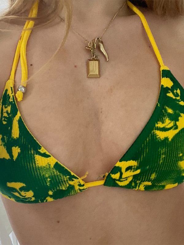 Screen Print Halter Bikini Set