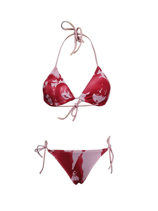 Screen Print Halter Bikini Set