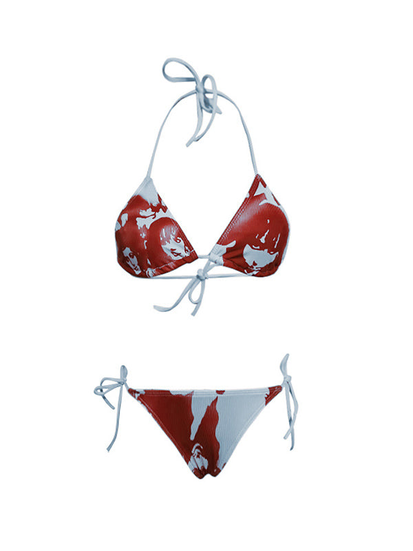 Screen Print Halter Bikini Set