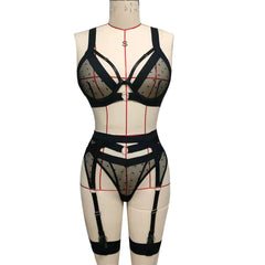 Lace Stitching Mesh Sling Lingerie Suit