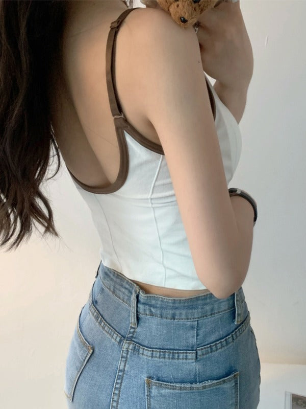 Backless V Neck Crop Cami Top