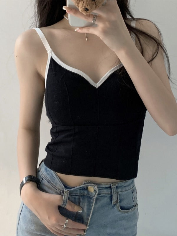 Backless V Neck Crop Cami Top