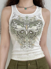 Butterfly Cutout Ribbed Tank Top