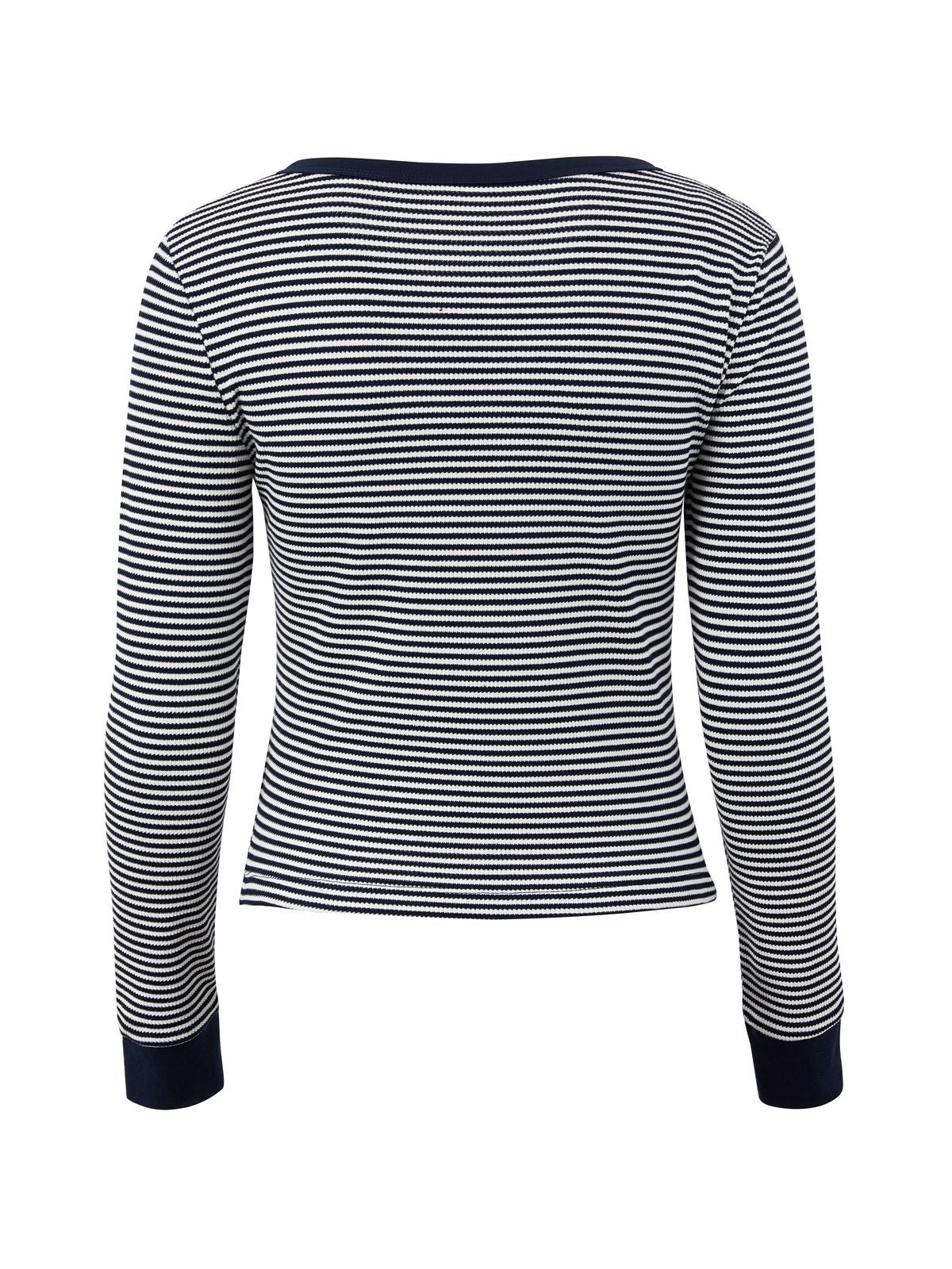 Striped Button Front Knit Top